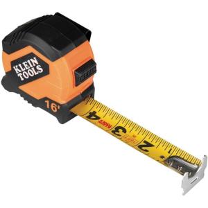 imageKlein Tools 9216 Tape Measure HeavyDuty Measuring Tape with 16Foot DoubleHook DoubleSided Nylon Reinforced Blade with Metal Belt ClipCompact DoubleHook