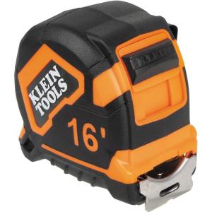 imageKlein Tools 9216 Tape Measure HeavyDuty Measuring Tape with 16Foot DoubleHook DoubleSided Nylon Reinforced Blade with Metal Belt ClipSingleHook