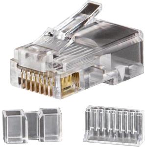 imageKlein Tools VDV826611 RJ45 Connectors Cat5e Modular Data Plugs with 3pronged Contact for Solid or Stranded Conductors 100Pack25Pack