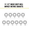 imageKlein Tools 65111IMPCTM KNECT Deep Well Impact Socket Set 12Inch Drive Metric Color Coded MODbox Case Impact Adapter and Extension 14PieceMetric