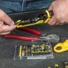 imageKlein Tools 80151 Coax Cable Compression Crimper and Stripper Set with 10Pack of RG66Q FConnectors for Fast and Reliable Installation 3Piece