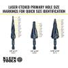 imageKlein Tools KTSBSPRO Premium 3Piece Electricians Step Bit Set with Cutting Oil Modular Case 38Inch Hex Shank Straight Double FlutedQuick Release