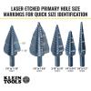 imageKlein Tools KTSBSPRO Premium 3Piece Electricians Step Bit Set with Cutting Oil Modular Case 38Inch Hex Shank Straight Double FlutedStandard