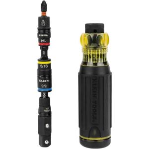 imageKlein Tools 32517HD KNECT 17in1 ImpactRated Hybrid ScrewdriverNut Driver Magnetic Flip Socket 11 Bits 3 Nut Drivers Bit Holder Square Adapter