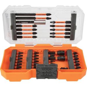 imageKlein Tools 33801 Impact Driver Bit Set with Magnetic Nut Drivers ProFlex S2 Steel Phillips Slotted Square TORX Bits with Case MODBox Compatible 40Piece