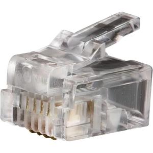 imageKlein Tools VDV826600 6p6c Connectors RJ12 Modular Telephone Plugs with 3pronged Contacts for Solid or Stranded Connections 25PackRJ11  6P4C plugs  25 Pack