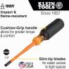 imageKlein Tools 6926INS Insulated Screwdriver 1000V Slim Profile Tip 14Inch Cabinet Screwdriver with 6Inch Shank CushionGrip Handle