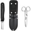 imageKlein Tools 46037 Cable Splicers Kit with Electricans Scissors Cable Splicer Knife and 2Pocket Lather Pouch Scissors with Wire Stripping Notches Strips 19 and 23 AWG Wire 3PieceCable Splicers Kit
