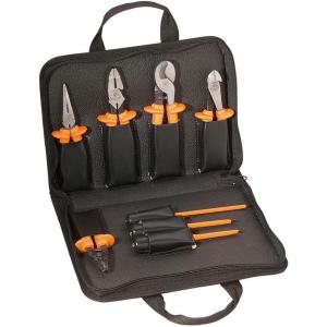 imageKlein Tools 33529 Premium Insulated Tool Kit 1000Volt Rated Includes 3 Pliers 3 Screwdrivers Cable Cutters and Wire StripperCutter