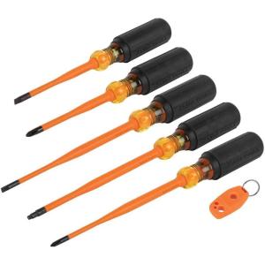 imageKlein Tools 33736INS Insulated Screwdriver Set 1000V SlimTip Driver with Phillips Cabinet and Square Bits and a Magnetizer 6Piece