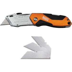 imageKlein Tools 44130 Utility Knife AutoLoading Folding Heavy Duty Retractable Box Cutter Blade Storage 3 Blades and Pocket Clip Included