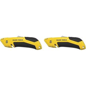 imageKlein Tools 44136 Utility Knife Heavy Duty SelfRetracting Box Cutter and Crafting Knife with NoSlip Grip Wire Stripping and Lanyard Hole1 Count Pack of 2