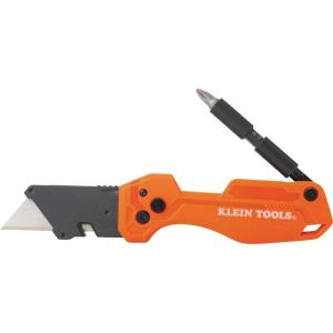 imageKlein Tools 44303 FLICKBLADE Folding Utility Knife with Blade Storage Utility Knife with 5 Blades Compact with Side Release Button and Dual Locking PositionsFlickblade w Driver