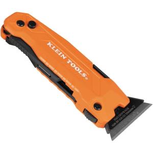 imageKlein Tools 44303 FLICKBLADE Folding Utility Knife with Blade Storage Utility Knife with 5 Blades Compact with Side Release Button and Dual Locking PositionsFlickblade w Scraper