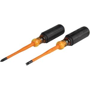 imageKlein Tools 6946INS 1000V Slim Tip Insulated Screwdriver Made in USA Screwdriver with 6Inch Round Shank 2 Square Tip Cushion Grip Handle2Piece Set