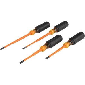 imageKlein Tools 6946INS 1000V Slim Tip Insulated Screwdriver Made in USA Screwdriver with 6Inch Round Shank 2 Square Tip Cushion Grip Handle4Piece Set