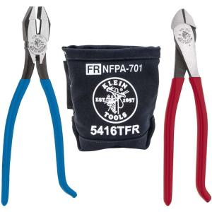 imageKlein Tools 80081 Pliers Kit Ironworkers Diagonal Cutting Pliers Heavy Duty Side Cutters and Flame Resistant Canvas Tool Bag 3PieceSide Cutters