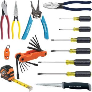 imageKlein Tools 80088 Tradesman Fixed Blade Driver and Plier Kit with Wire Stripper Made in USA Tape Measure Accessories for Jobsite Needs 14Piece