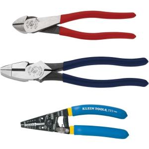 imageKlein Tools 80121 Stripper Plier Kit with Wire Strippers Made in USA Lineman Pliers and Diagonal Cutters 3Piece