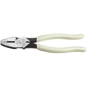imageKlein Tools D20009NEGLW Side Cutter Linemans Pliers Cut ACSR Screws Nails Hard Wire 9Inch HiViz PliersHD Cutting with Glow Handles
