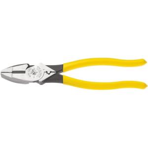 imageKlein Tools D2139NETH Linemans BoltThread Holding Pliers Made in USA HighLeverage Streamline Design with Rounded Nose and Knurled Jaw 9InchWith Crimping