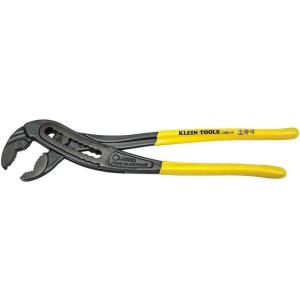 imageKlein Tools D50410 Pump Pliers Unique Curved Jaw Maximum Torque Hardened Teeth Adjustable Wide Jaw Ideal for Plumbing Nail Holding10Inch