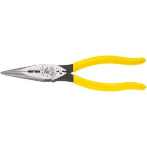 imageKlein Tools D2038 Needle Nose Pliers Long Nose Side Cutters Alligator Pliers with Extended Handles 8InchSide CuttingWire StrippingCrimping