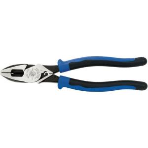 imageKlein Tools J20009NECRTP Side Cutter Linemans Pliers with Tape Pulling and Wire Crimping High Leverage 9InchCuts  Crimps  FT Pulling