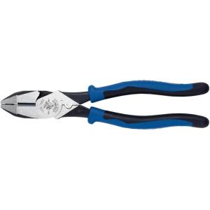 imageKlein Tools J20009NECRTP Side Cutter Linemans Pliers with Tape Pulling and Wire Crimping High Leverage 9InchCuts  Crimps