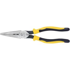 imageKlein Tools J2038 8Inch Needle Nose Pliers Heavy Duty Cutting Extended Handles High Leverage Induction Hardened with HotRiveted JointSide Cutters wStripping