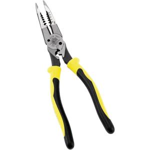 imageKlein Tools J2068C Long Nose AllPurpose Spring Loaded Pliers Made in USA Forged Steel with Dual Material Journeyman HandlesCrimper