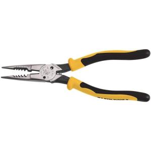 imageKlein Tools J2068C Long Nose AllPurpose Spring Loaded Pliers Made in USA Forged Steel with Dual Material Journeyman HandlesSpring Loaded