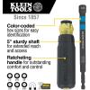 imageKlein Tools 32950 Ratcheting Impact Rated Hollow Power Nut Driver Set with Handle Magnetic Color Coded 6 SAE Hex Sizes and Handle Included