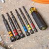 imageKlein Tools 32950 Ratcheting Impact Rated Hollow Power Nut Driver Set with Handle Magnetic Color Coded 6 SAE Hex Sizes and Handle Included