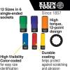 imageKlein Tools 66010 2in1 SAE Impact Socket Set 6Piece Tool Set with 12Point Deep Sockets with 12Inch Drive Includes Tool CaseColor Coded