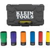 imageKlein Tools 66010 2in1 SAE Impact Socket Set 6Piece Tool Set with 12Point Deep Sockets with 12Inch Drive Includes Tool CaseColor Coded