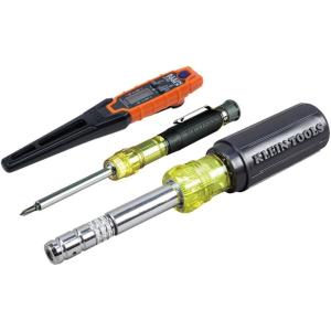 imageKlein Tools 32596 MultiBit Screwdriver Nut Driver Magnetic 8in1 HVAC Slide Drive Tool with Hex Phillips Schrader Bits Nut DriversKit