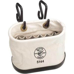 imageKlein Tools 5144 Canvas Bucket Aerial Oval Tool Bucket with Black Molded Polypropylene Bottom Includes Hooks 15 PocketsHooks Included