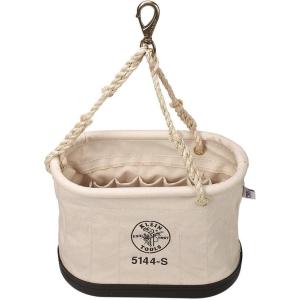 imageKlein Tools 5144 Canvas Bucket Aerial Oval Tool Bucket with Black Molded Polypropylene Bottom Includes Hooks 15 PocketsStandard