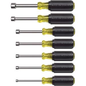 imageKlein Tools 631 Tool Set Made in USA Nut Driver Set wHex Nut Sizes 316 14 516 1132 38 716 and 12Inch on 3Inch Full Hollow Shaft 7PieceMagnetic