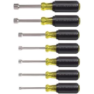 imageKlein Tools 631 Tool Set Made in USA Nut Driver Set wHex Nut Sizes 316 14 516 1132 38 716 and 12Inch on 3Inch Full Hollow Shaft 7PieceNonMagentic