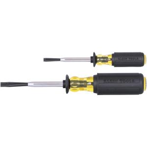 imageKlein Tools 85153K Slotted ScrewHolding Screwdriver Set 316Inch 14Inch SplitBlade Flat Head Driver Positive Gripping Action 2Piece2Piece Kit