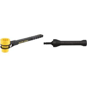 imageKlein Tools KT155HD HeavyDuty 6In1 Linemans Ratcheting Wrench with Bolt Through Design and Bright Yellow Socket4in1  Standard Gearing
