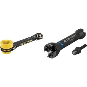 imageKlein Tools KT155HD HeavyDuty 6In1 Linemans Ratcheting Wrench with Bolt Through Design and Bright Yellow Socket5in1  Standard Gearing