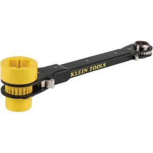 imageKlein Tools KT155HD HeavyDuty 6In1 Linemans Ratcheting Wrench with Bolt Through Design and Bright Yellow Socket6in1  Fine Gearing
