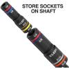 imageKlein Tools 653QS KNECT Quad Socket 12 Sizes in 3 Sockets 4in1 Color Coded SAE Impact Rated HeavyDuty 14 and 38Inch Drive 312 and 612Inch Shaft12 SAE Sizes