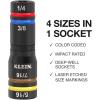 imageKlein Tools 653QS KNECT Quad Socket 12 Sizes in 3 Sockets 4in1 Color Coded SAE Impact Rated HeavyDuty 14 and 38Inch Drive 312 and 612Inch Shaft12 SAE  12 Metric Sizes