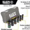 imageKlein Tools 66090 12Inch Impact Socket Set 2in1 Slotted Design 12Point Deep Sockets for Impact Wrenches Includes Tool Case 6Piece