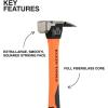 imageKlein Tools H80918 Smooth Face Fiberglass Hammer with Straight Claw 18Ounce Forged Steel Magnetic Nail Starter and ExtraLarge Squared Strike FaceModern