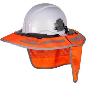 imageKlein Tools 03010 Full Brim Sombrero Outdoor Sun Hat for Men with Neck Flap Hard Hat Accessory 50Plus UPF Protection 1200d HiVisibility Fabric Universal Clips